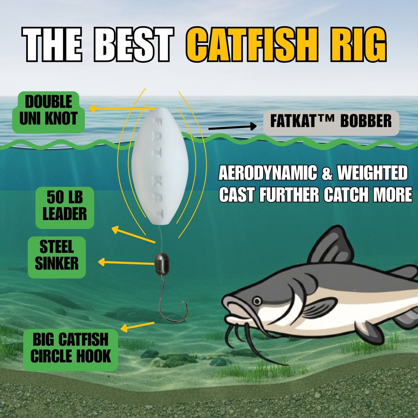 MID-SUMMER SALE | FATKAT™ Biodegradable Catfish Bobber: Best Ecofriendly Catfish Bobber