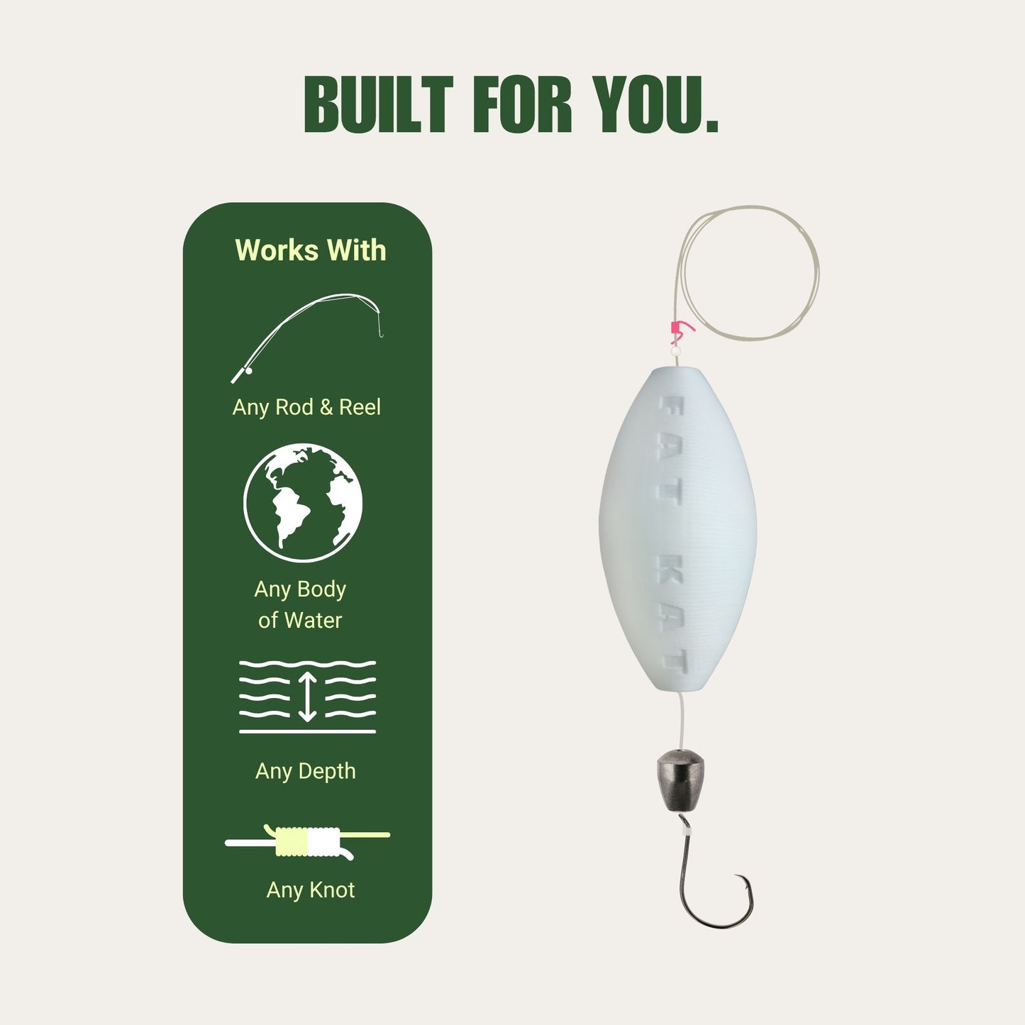 MID-SUMMER SALE | FATKAT™ Bobber Rig: 100% Biodegradable & Ecofriendly Catfish Rig