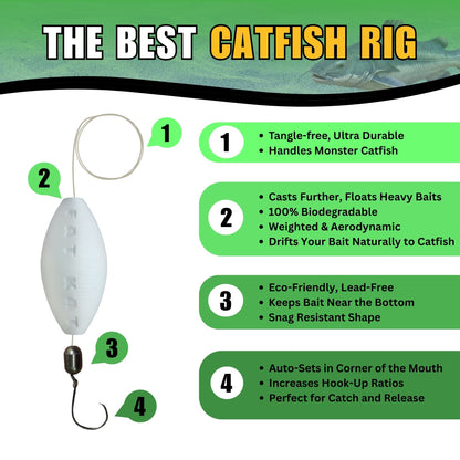 MID-SUMMER SALE | FATKAT™ Bobber Rig: 100% Biodegradable & Ecofriendly Catfish Rig