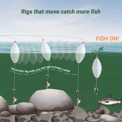 MID-SUMMER SALE | FATKAT™ Bobber Rig: 100% Biodegradable & Ecofriendly Catfish Rig
